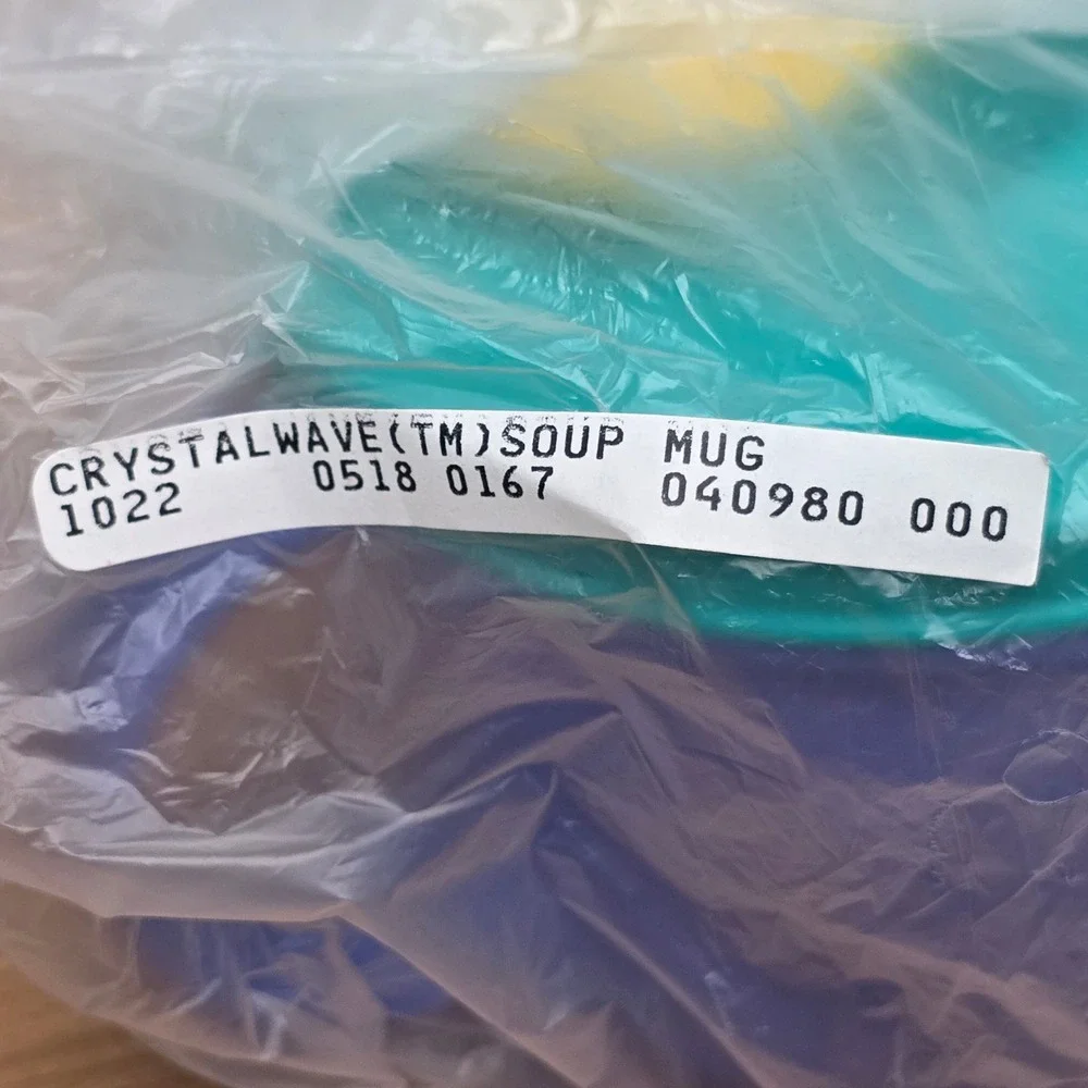 Tupperware CrystalWave Soup Mug 2 Cup Container Microwavable Blue Green Vintage